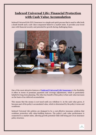 Indexed Universal Life- Financial Protection with Cash Value Accumulation