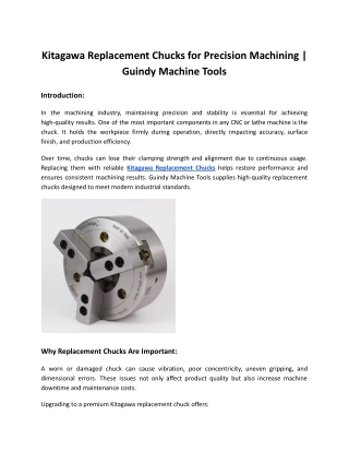 kitagawa Replacement chucks | Guindy machine tools