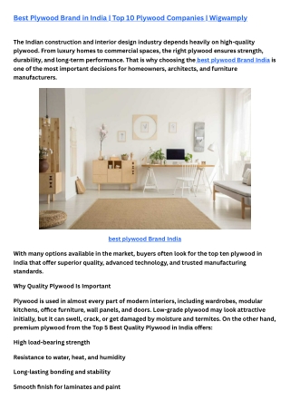 Best Plywood Brand in India | Top 10 Plywood Companies | Wigwamply