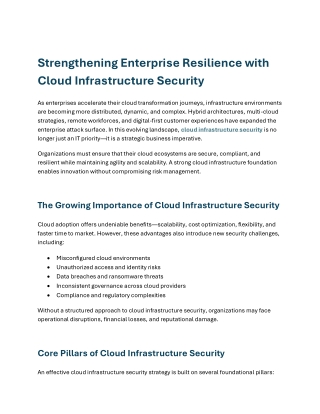 Cloud Infrastructure Security for Modern Enterprises