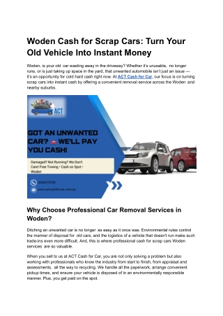 Woden Cash for Scrap Cars_ Turn Your Old Vehicle Into Instant Money