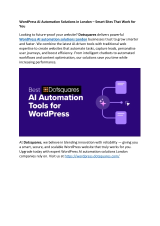 WordPress AI Automation Solutions in London – Smart Sites That Work for You