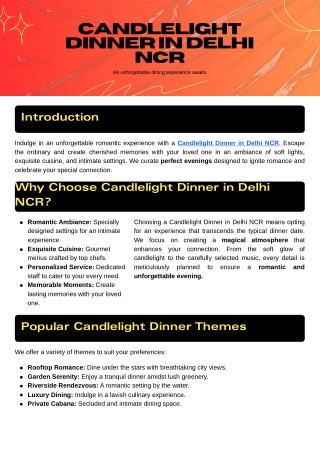 Candlelight Dinner in Delhi NCR 2026