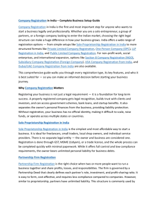 Company Registration in India