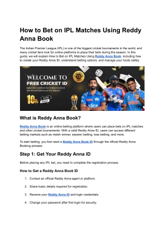 How to Bet on IPL Matches Using Reddy Anna Book