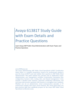 Avaya 61381T Study Guide with Exam Details and Practice Questions