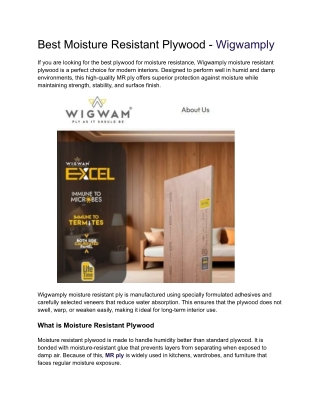 Best Moisture Resistant Plywood - Wigwamply