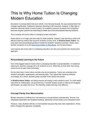 This Is Why Home Tuition Is Changing Modern Education