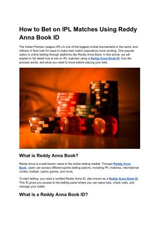How to Bet on IPL Matches Using Reddy Anna Book ID