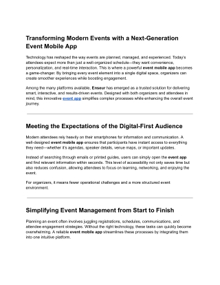 Transforming Modern Events with a Next-Generation Event Mobile App