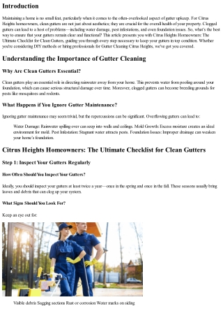 Citrus Heights Homeowners: The Ultimate Checklist for Clean Gutters