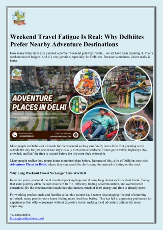 Adventure Places in Delhi for Easy Weekend Fun