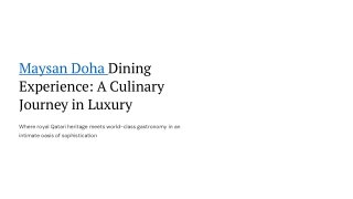 Best Dining & Restaurants at Maysan Doha | La Casa & Room Service