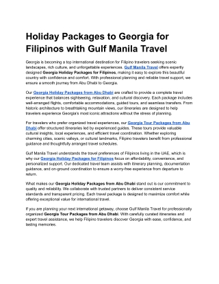 Budget-Friendly Georgia Holiday Packages for Filipinos