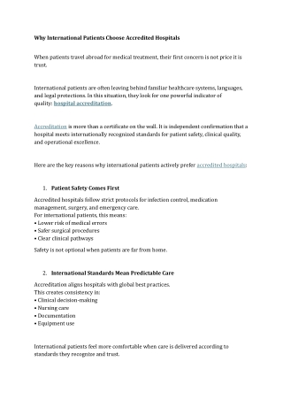 Why International Patients Choose Accredited Hospitals