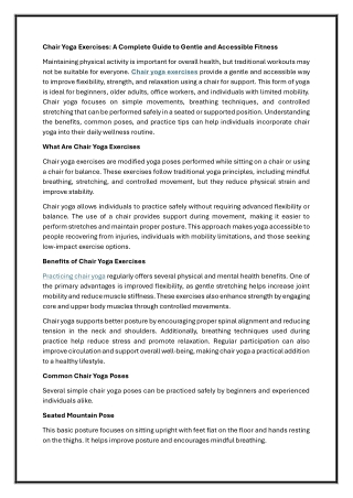 Chair Yoga Exercises A Complete Guide to Gentle and Accessible Fitness