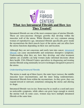 What Are Intramural Fibroids and How Are They Treated?