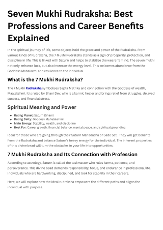 Seven Mukhi Rudraksha Best Professions and Career Benefits Explained