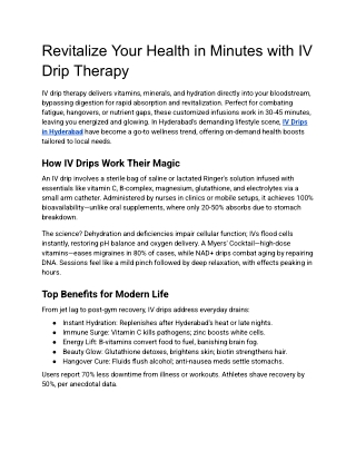 IV Drips in Hyderabad