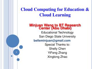 Cloud Computing for Education &amp; Cloud Learning