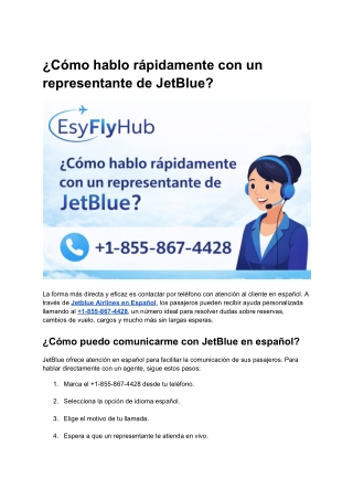 ¿Cómo hablo rápidamente con un representante de JetBlue