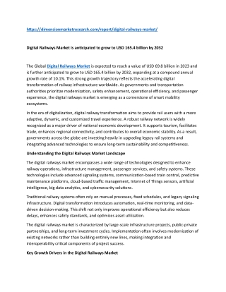 Digital Railways Market