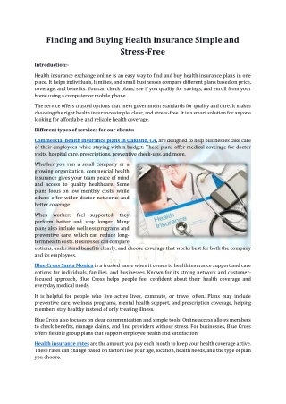 Finding and Buying Health Insurance Simple and Stress-Free