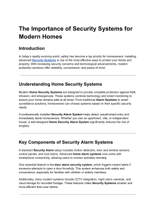 The Importance of Security Systems for Modern Homes