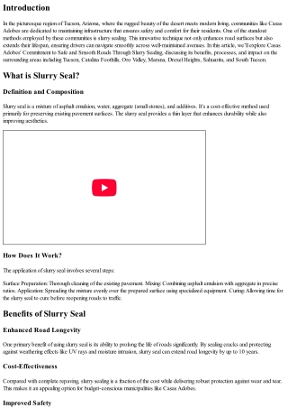 Casas Adobes' Commitment to Safe and Smooth Roads Through Slurry Sealing