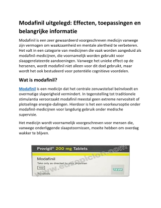 Modafinil uitgelegd Effecten, toepassingen en belangrijke informatie