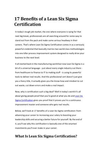 Lean Six Sigma Online Course India | Certification by ClassifyIQ