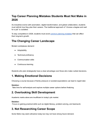 Top Career Planning Mistakes Students Must Not Make in 2026