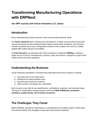 Transforming Manufacturing Operations with ERPNext