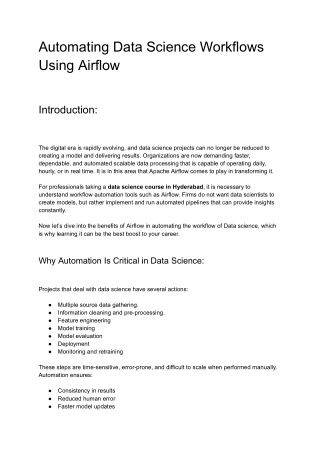Automating Data Science Workflows Using Airflow