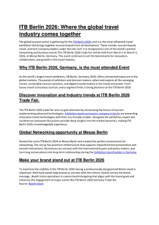 ITB Berlin 2026_ Where the global travel industry comes together