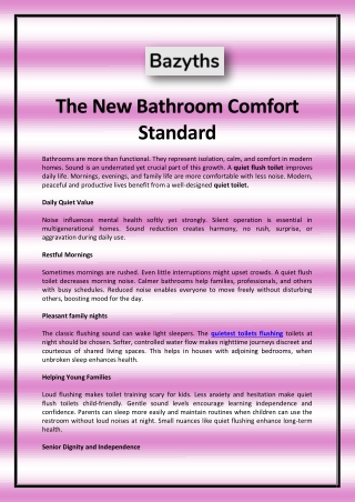 The New Bathroom Comfort Standard