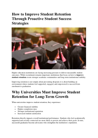 How to Improve Student Retention Through Proactive Student Success Strategies