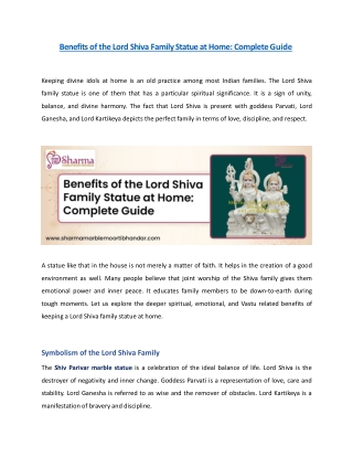 Benefits of the Lord Shiva Family Statue at Home: Complete Guide
