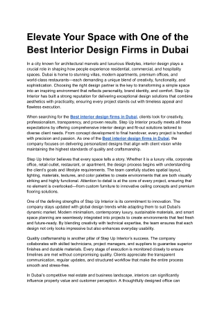 Elevate Your Space with One of the Best Interior Design Firms in Dubai