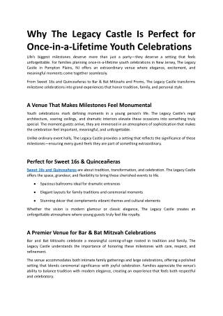 Why The Legacy Castle Is Perfect for Once-in-a-Lifetime Youth Celebrations