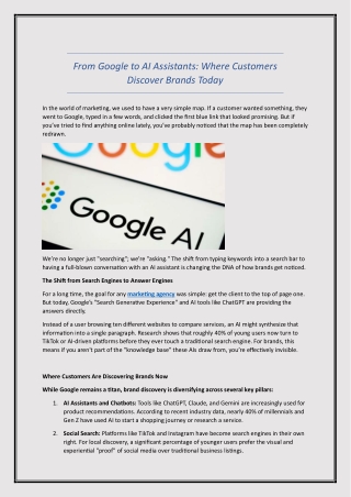 From Google to AI Assistants, Where Customers Discover Brands Today