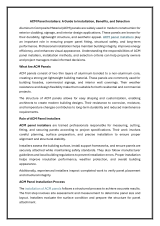 ACM Panel Installers A Guide to Installation, Benefits, and Selection