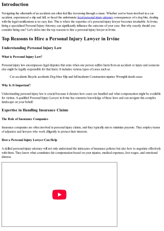 Top Reasons to Hire a Personal Injury Lawyer in Irvine