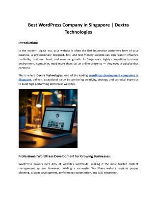 Best wordpress company in singapore | Dextra Technologies