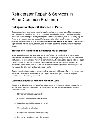 Refrigerator Repair & Services in Pune(Common Problem)1