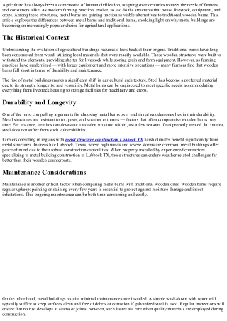 Metal Barns vs. Traditional Barns: The Case for Modern Agriculture.