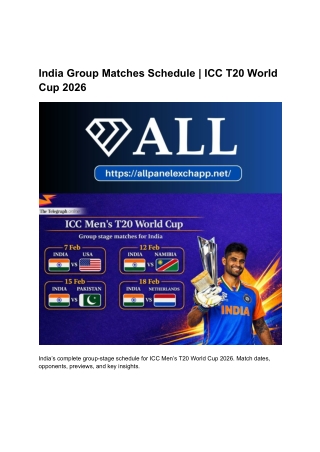 India Group Matches Schedule _ ICC T20 World Cup 2026