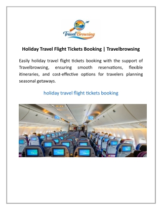Holiday Travel Flight Tickets Booking | Travelbrowsing