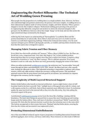 Engineering the Perfect Silhouette The Technical Art of Wedding Gown Pressing