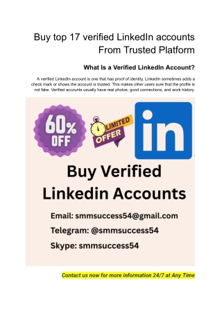 Buy top 17 verified LinkedIn accounts From Trusted Platform